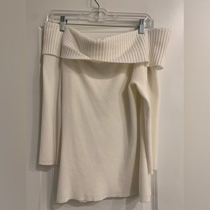 White Off the Shoulder Sweater